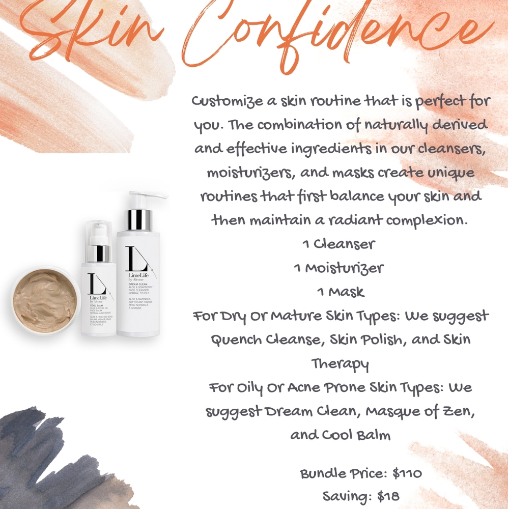 LimeLife Skin Confidence Collection 1 Cleanser 1 Moisturizer & 1 Mask